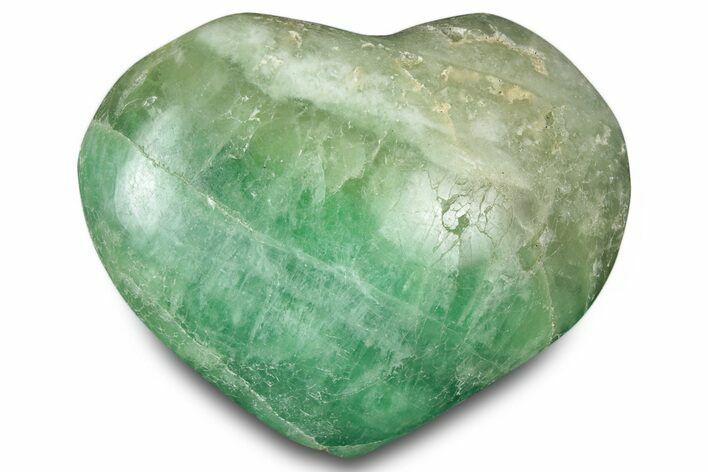 Polished Fluorescent Green Fluorite Heart - Madagascar #323123